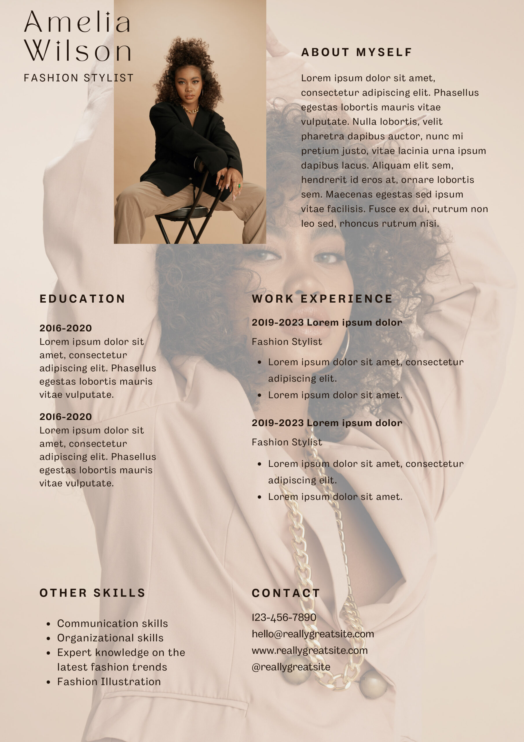 Beige-Stylish-Minimalist-Professional-Stylist-Blogger-Resume--scaled Pdf